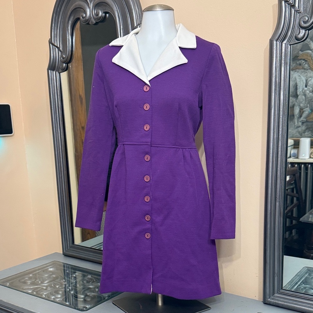 Vintage Patty O’Neil Jr. Petites Purple Button-Up Women's Dress